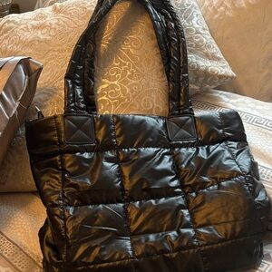 Black Quilted Tote Bag